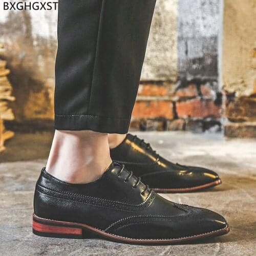 Black Oxford Brown Formal Shoes for Men Office 2021 Brogues Men Dress Shoes Leather Luxury Designer Shoes Men Chaussure De Homme