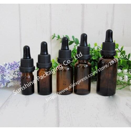 In stock 500pcs 5ml Amber Glass Essential Oil Bottle With Dropper, 5ml Glass Dropper Container