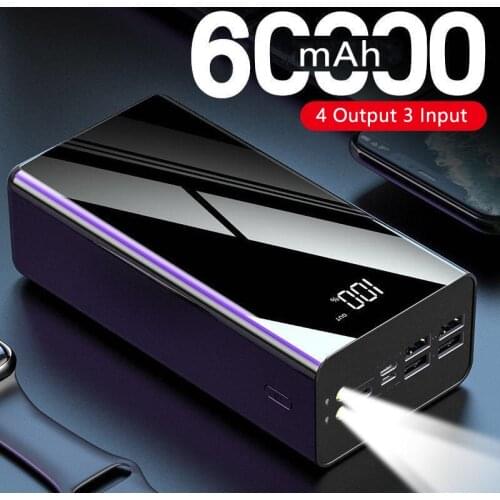 60000mAh Power Bank Portable External Battery Charger 60000 mAh USB Type C Powerbank For iPhone 11 X Xiaomi Redmi mi 8 Poverbank