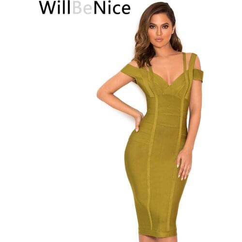 WillBeNice 2019 New Bandage Dress Women Off The Shoulder Vestidos Sexy Clubwear Evening Party Dress Red Bodycon Bandage Dresses