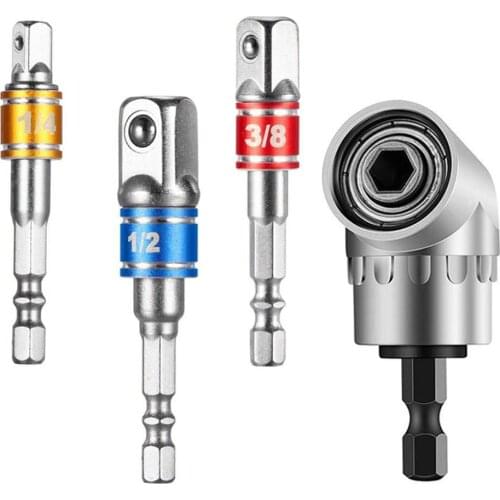 1PCS Hex Drill BitSocket Holder Adaptor Sleeve 105 Degree Angle Extension Right Driver Drilling Shank Screwdriver Magnetic