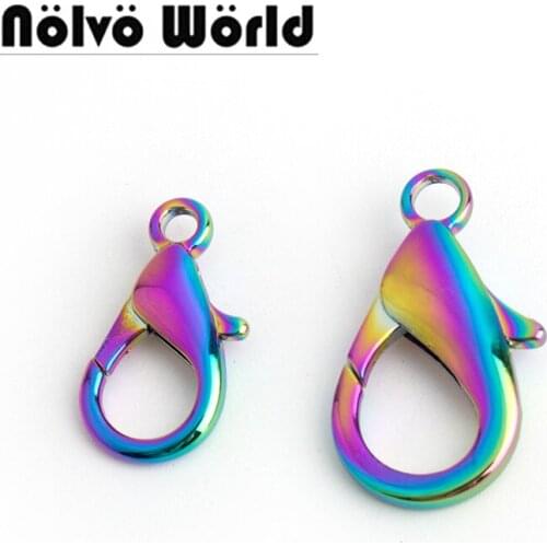 10-50 pieces 2 size 23X12mm 29X15mm beautiful rainbow lacquer lobster clasp clip for leather goods handcrafted metal parts