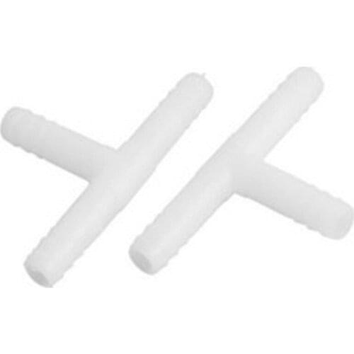 2 Pcs White 3 Ways T Hose Barb Connector Adapter for 10mm Dia Air Water Tube