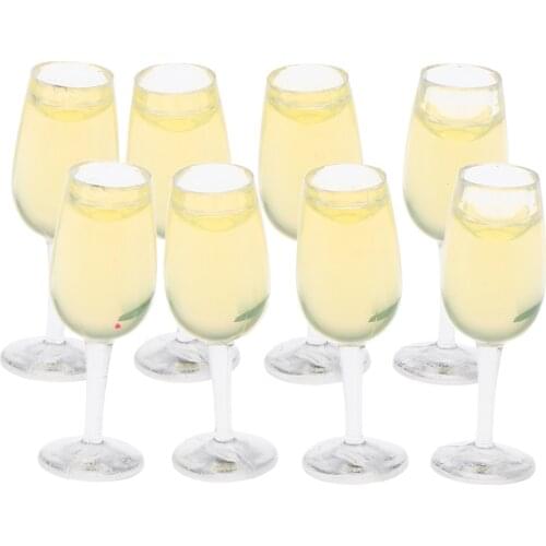 8pcs/set Mini Wine Glass Miniature Dollhouse 1:12 Scale Scene Model Decor for Dollhouse Bar Pub Kitchen Supplies - Yellow