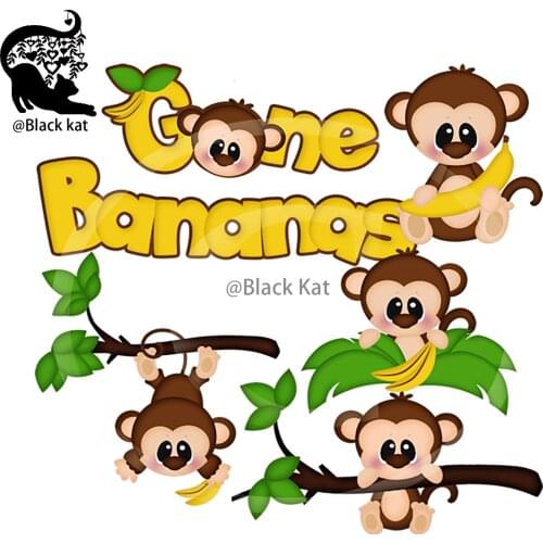 Bananas Tree Hanging Monkey Cutting Dies Naughty Animals Metal Stencil For DIY Scrapbooking Card Craft