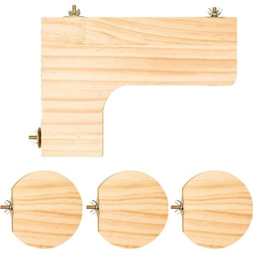 Squirrel Gerbil Dwarf Hamster L-Shaped Round Wooden Platform 4 Pack of Natural Wood Standing Platform Cage Accessories