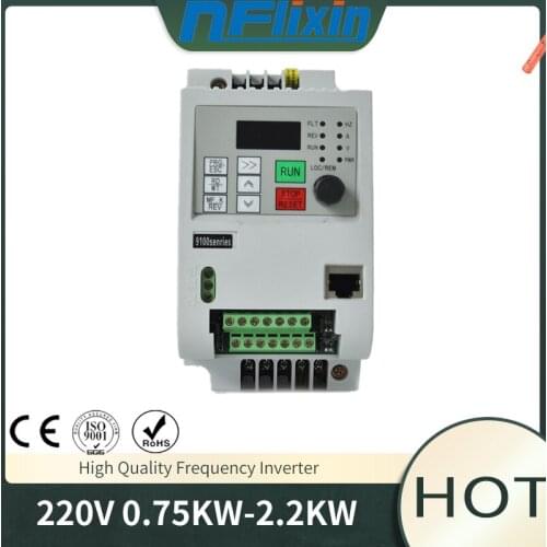 Free shipping! 0.75kw-2.2kw Mini VFD Inverter 220V 10A 3 Phase output and 1 Phase input for motor speed control converter