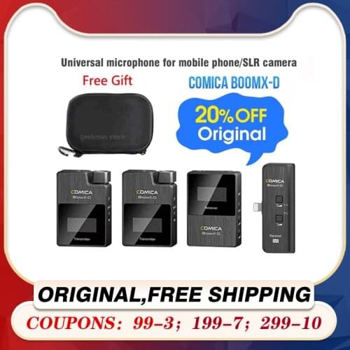 Comica BoomX-D d2 Wireless Digital Microphone 2.4G Transmitter Kit Mini Cellphone Microphone Receiver for Smartphones video mic