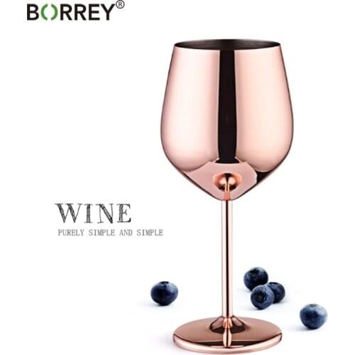 BORREY Stainless Steel Red Wine Glass Champagne Goblet Cocktail Whiskey Cup Juice Drink Cup Anti-broken Party Bar Metal Beer Cup