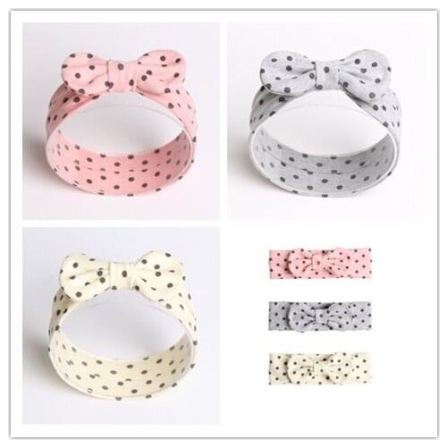 Boutique 15pcs Fashion Cute Dot Hair Bow Newborn Headbands Cute Rabbit Ears Bow Tie Soft Hairbands Photography Drops Headwear