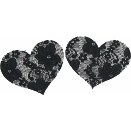 Black Lace Heart Nipple Cover Sequin Women Pasties Adhesive Stickers,Invisible Intimates Bra Accessories Un-bra Breast