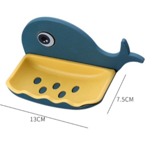 Soap Holder Whale Shaped Drain Box With Hole Wall Mounted Shelf Soaps Dishes Adhesive Double Layer Toilet Bathroom Accessories