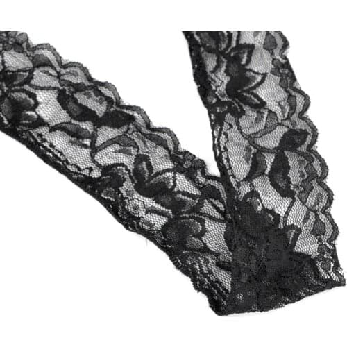 DoreenBeads 9m Black Stretch Floral Scallop Lace Edge Trim Home DIY Applique Sewing Craft 2" wide 2016 new