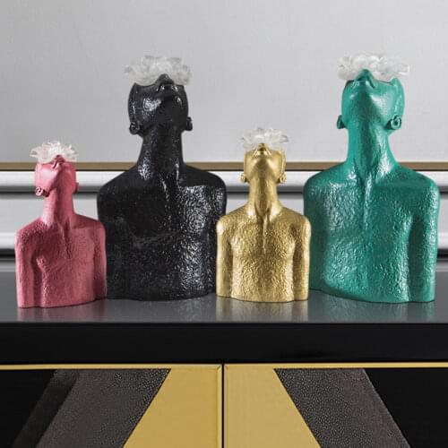 European Abstract Bust Figure Sculpture Resin Crafts Living Room Office Desktop Decoration Modern Head Up Statue Home Decoration