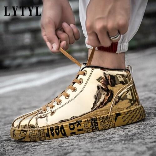Plus Size 46 Women/Men Fashion Graffiti Sneakers Shoes Bling Lovers Gold Silver Platform Flats Lady Casual E0-71