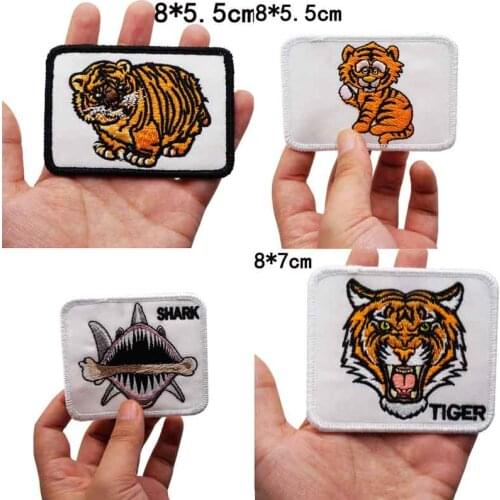 CUTE TIGER SHARK Embroidered punk biker Patches Clothes Stickers Apparel Accessories Badge