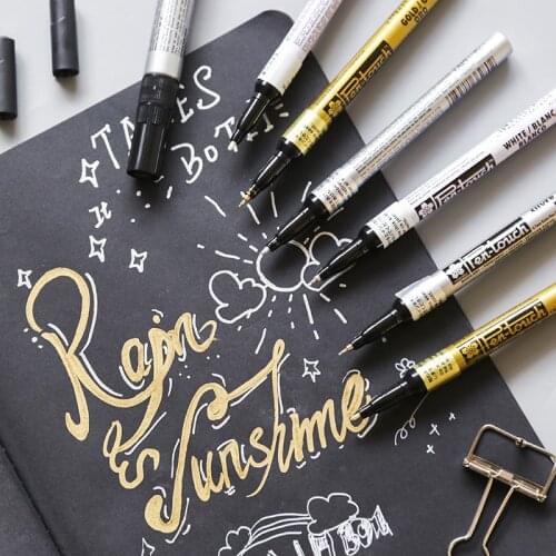 LifeMaster Sakura Paint Marker Pen-Touch Gold/Silver/White 0.7mm/1mm/2mm Mark On Any Thing Glass/Cloth/Metal DIY Design Supplies