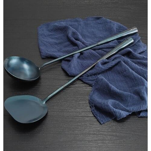 Wok Spatula Ladle Kitchen Utensils Handmade 17Inches Iron Spatula Seasoned Scoops Tools