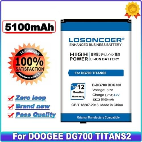 LOSONCOER 5100mAh B-DG700 BDG700 For DOOGEE DG700 TITANS2 High Capacity Phone Battery~In Stock
