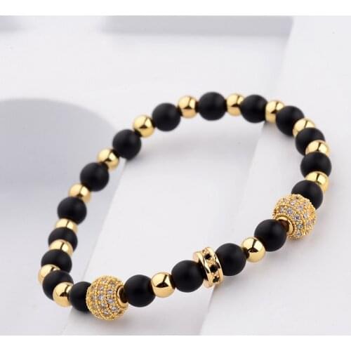 Charm Men CZ Zircon Pave Copper Ball Bracelet Homme 2020 Classic Round Stone Beads Gold Bracelets Party Fashion Jewelry