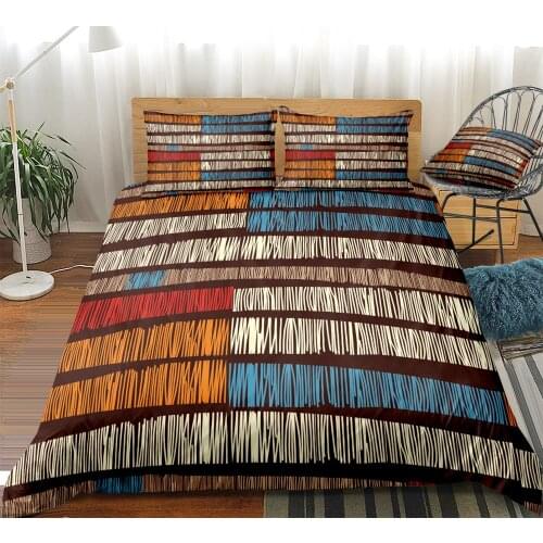 African Duvet Cover Set Colorful Fringed Lines Bedding Boho Ethnic Style Quilt Cover Queen Home Textiles King 3pcs Dropship