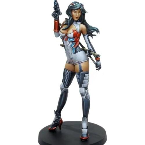 Unpainted Sci-Fi Female Warrior Resin Figure 1/35 Scale Model Kit Resin Colorless Self-Assembled Toy No.64