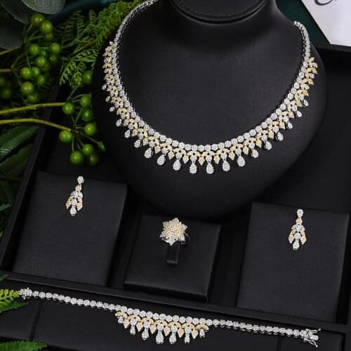 New TASSEL DROP 4pcs African Jewelry Set For Women Party Gift Dubai Jewelry Set Cubic Zircon Nigeria Wedding Jewelry Sets