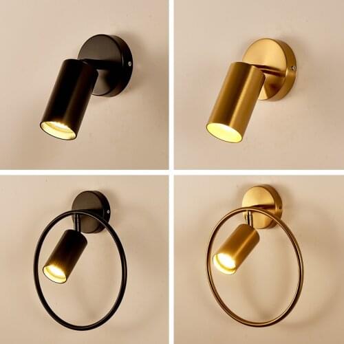 New Black Gold Socnce Wall Light Luxury Bedside Lamp Nordic Creative Hotel Room Personality Round LED Wall Lamp Bedroom