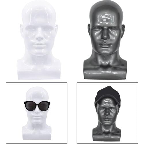 Realistic PVC Male Mannequin Head Display Head Mannequin Display Hat Wig Head Stand for Display Wig Hats Glasses