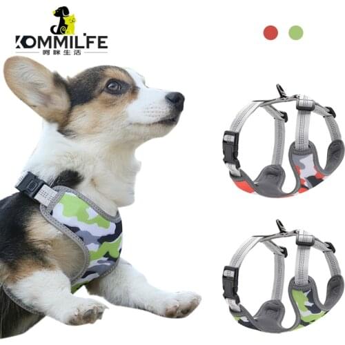 KOMMILIFE Adjustable No Pull Dog Harness Reflective Breathable Pet Harness For Small Medium Dogs Bulldog Corgi Dog Harness Vest