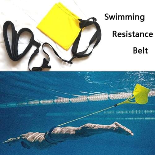 Swimming Training Resistance Belt Swimming Exerciser Safety Drag Tether Water Leash Mesh Pocket Strength Training Equipment