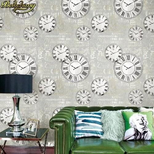 Beibehang Retro watch KTV bar papel de parede 3D Waterproof Wall Papers Home Decor Imitation Vinyl Wallpaper For Walls stickers