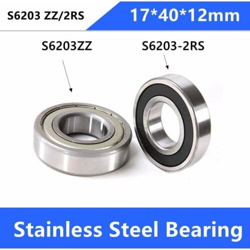 20pcs/lot S6203ZZ S6203-2RS stainless steel 440C deep groove ball bearing 17*40*12 mm 6203 S6203 -2Z 2RS 17x40x12 bearings
