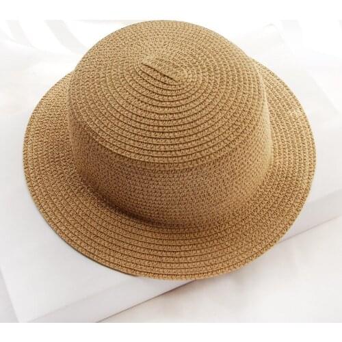 Summer New Beach Straw Hats Solid Color Foldable Women Straw Hats Flat Top Sun Hats