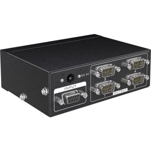Active Serial RS232 Splitter 1 to 4 RS232 bi-direction Switcher Splitter 4 to 1 with power adapter