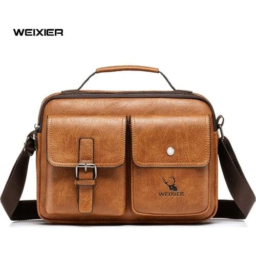 Vintage Men Briefcase Messenger Bag Casual Mens Bag Shoulder Bags Handbags Strap Pocket Office Business Tote Bag