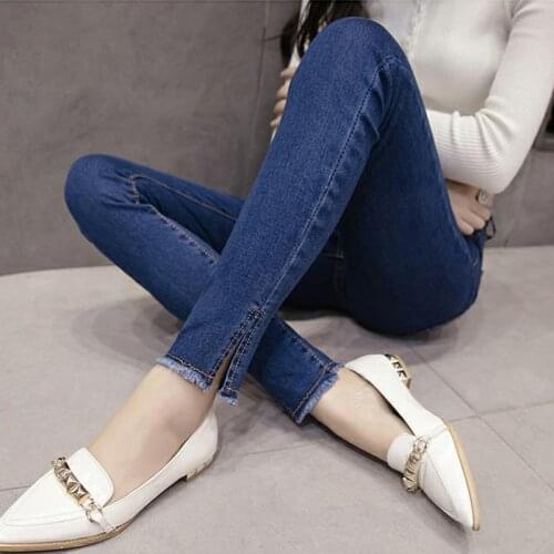 Womens Jeans 2021 Springtime Sexy High Waist Stretch Skinny Denim Pants Blue Retro Washed Elastic Slim Pencil Trousers P5423