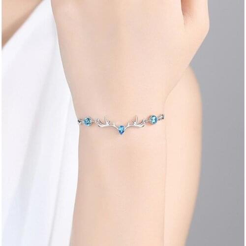 Everoyal Top Quality Silver 925 Girls Bracelets Jewelry Charm Zircon Blue Deer Bracelets For Women Birthday Engagement Female