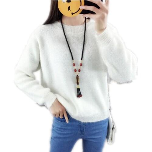 Women Fashion Mohair Winter Sweater 2018 Long Sleeve O-Neck Autumn Women Knitwear Soft Warm Sweater Pullovers Female Top Q1088