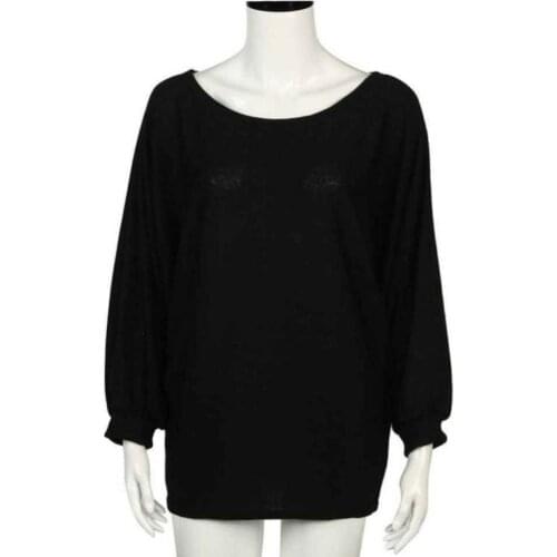 Women Solid Color Oversized Batwing Sleeve Sweater Long Sleeve Jumper Pullover