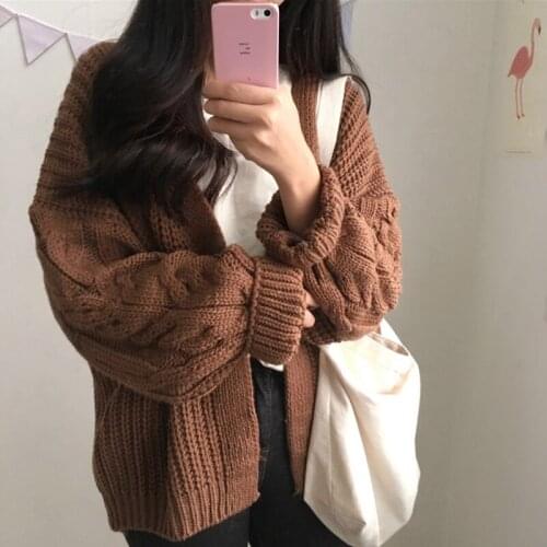 Women Open Front Cardigan Sweaters Winter Women Sweater Knitted Long Sleeve Knitwear Girls Casual Outerwear Femme Top 909J
