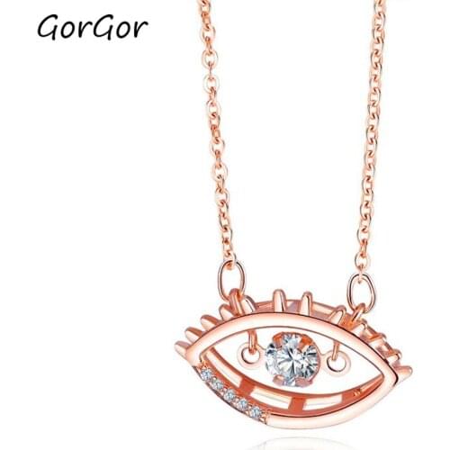 GorGor Necklace Women Copper Pattern Mosaic Zircon Evil Eye Pendant Individuality Temperament Fashion Accessories JX-705