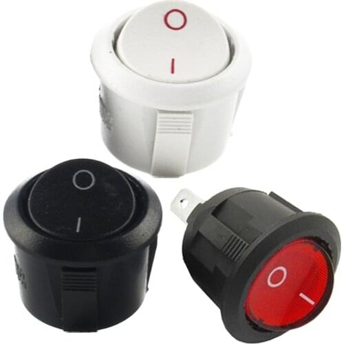 10PCS KCD1-105 AC 6A 10A 250V On Off Snap in SPST Round Boat Rocker Switch Black / White / Red