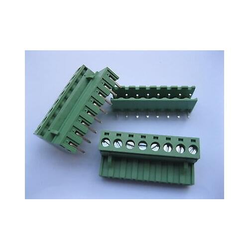10 pcs 5.08mm Angle 8 pin Screw Terminal Block Connector Pluggable Type Green