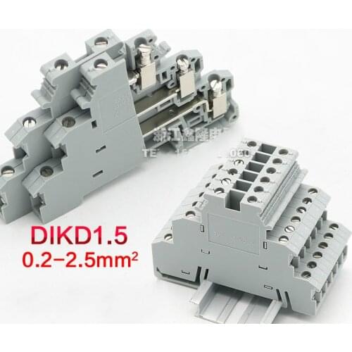 10pcs Phonex Type DIKD1.5 Din Rail Wiring Conductor Connector 3-layer Thin Modular Screw Terminal Block DIKD-1.5