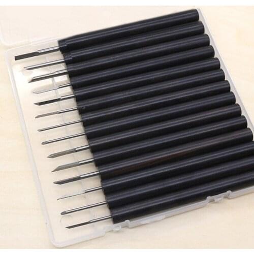 14Pcs manual carving knife DIY Tools olive core walnut wood carving chisel Sandalwood Handle HSS