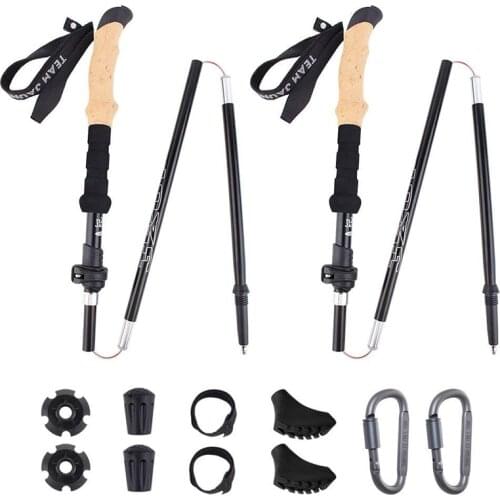 2Pcs Hiking Walking Sticks Carbon Fiber Trekking Pole Ultralight Camping Hiking Foldable Nordic Walking Pole Telescopic Crutches