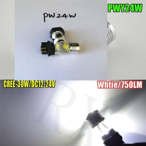 2-Pack White PW24W PWY24W 6*5W Cree Chips 30W Led Fog Light Car Replacement Bulbs Daytime Running Lights
