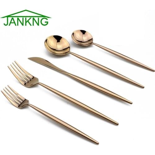 20Pcs Rose Flatware Set 304 Stainless Steel Dinnerware Set Mirror Black Gold Silver Cutlery Knife Fork Spoon Tableware Set