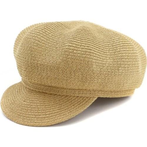 2019 Trendy Women Paper Straw Newsboy Caps Spring Summer Outdoor Sun Protection Cap Lady Breathable Octagonal Visor Cap Sunhat